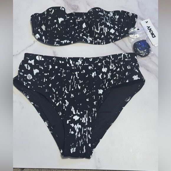 DKNY Other - DKNY Swimwear Women’s Black Animal Print Bandeau Bikini Swimsuit Size M